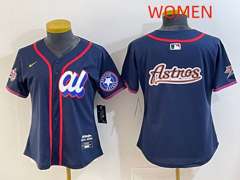 Women 2025 Houston Astros Blank Drak Blue All star Nike MLB Jersey style 07